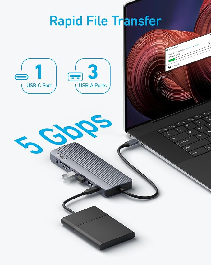 Anker Laptop Docking Station 3 Monitors, 14 in 1 USB C Hub, Triple Display USB C Docking Station with Dual 4K HDMI, 1080p VGA, 80W PD, USB-A/C Data Ports for Dell XPS and More (Charger not Included)