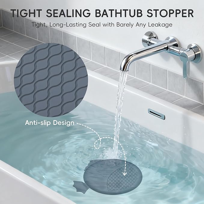 Bathtub Drain Hair Catcher, Wokdada Fast Drainage Shower Drain Hair Catcher, Reversible 304 Stainless Steel Drain Protector with Silicone Stopper for Bathroom