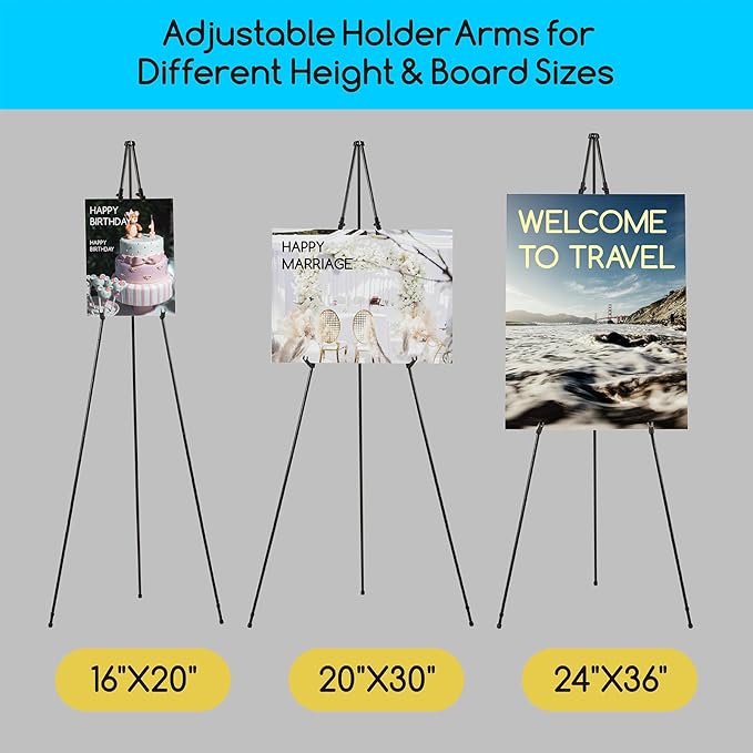 MEEDEN 2 Pcs Easel Stand for Painting and Display: 63" Art Metal Easel Sign Stand with Bag - Portable Foldable Instant Tripod Display Easel Stand for Wedding, Painting Canvas, Presentations, Posters