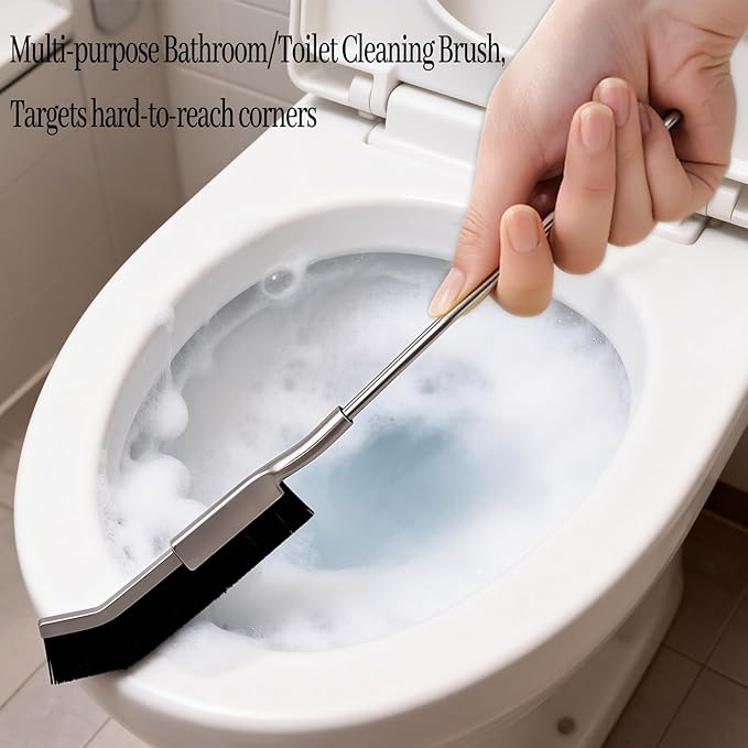 2pcs Stainless Steel Long-Handled Crevice Cleaning Brush, a Powerful Multi-Purpose Household Cleaning Tool, Suitable for Cleaning deep crevices in Kitchen Sinks, Bathroom Tiles, Window Tracks, etc