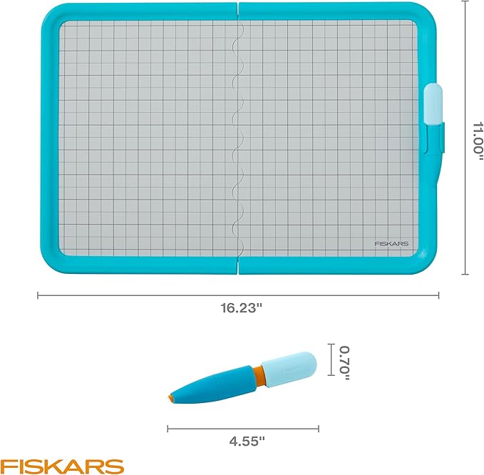 Fiskars Kids Cutting Pen with Foldable Non-Slip Mat – Safe Precision Tool for Crafting and School Projects