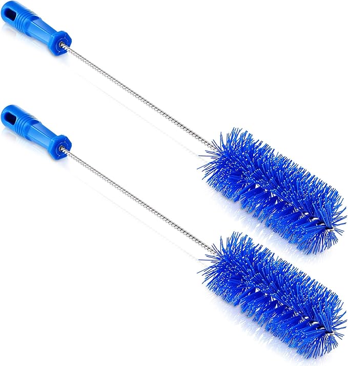 Baderke 2 Pieces Drain Brush Pipe Cleaning Blue Tube Brushes 19.7 Inch Plastic Shower Pipe Flexible Cleaning Tool (19.7 x 2.4 Inch)