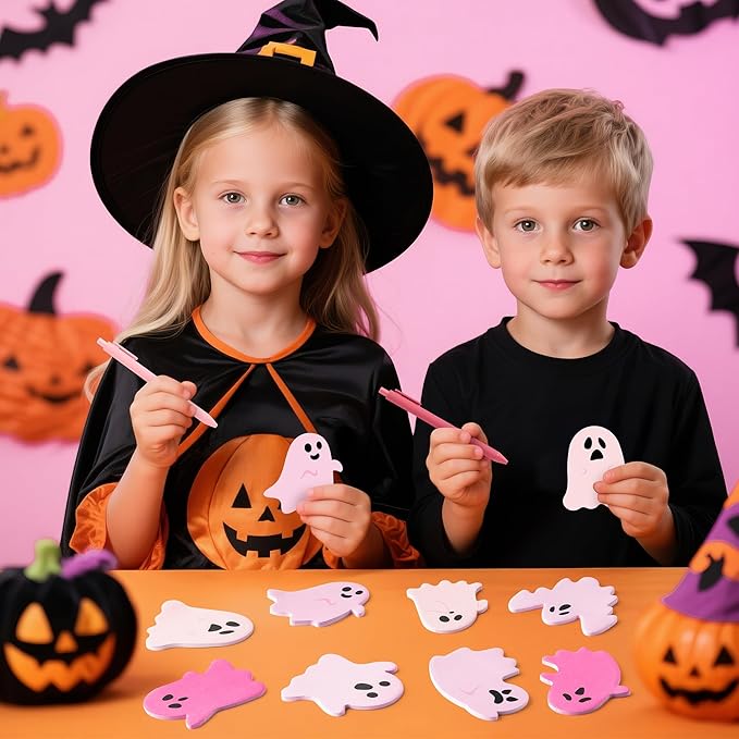 Bright Color Sticky Note - 72pcs Christmas Pink Ghost Super Sticky Note Pads Pen Ribbons Set Sticking Power Memo Pads School Supplies Office Product Page Markers Clean Removal Strong Adhesive