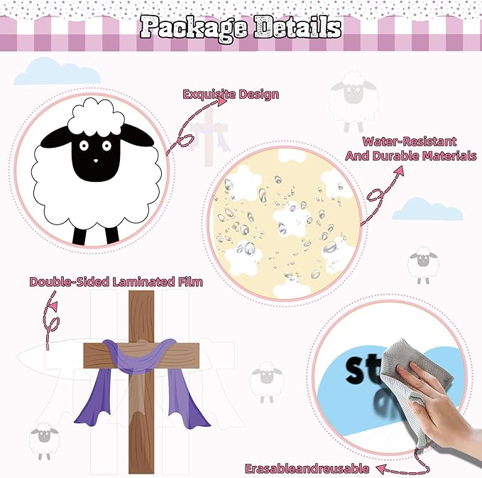 Easter Bulletin Board Decorations Christian Religious Classroom Bulletin Board Set Christian Sheep Cross We are The Sheep of His Pasture Cutouts for Spring School Sunday Home Church Wall Door