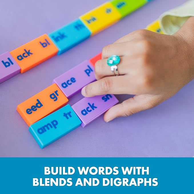 Educational Insights Phonics Dominoes Blends & Digraphs - First Grade Classroom Must Haves, Elementary Literacy Materials for Centers or Homeschool, Phonics Games, Learning to Read for Kids Ages 6+