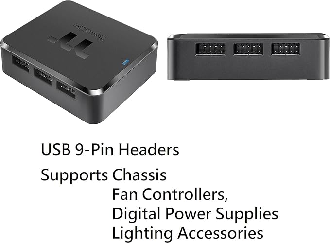 Thermaltake H200 Plus Internal USB Hub, 3-Port USB 2.0 Header Outputs, 3 External Type-A USB Ports, PS-ACC-IU2H00R-2