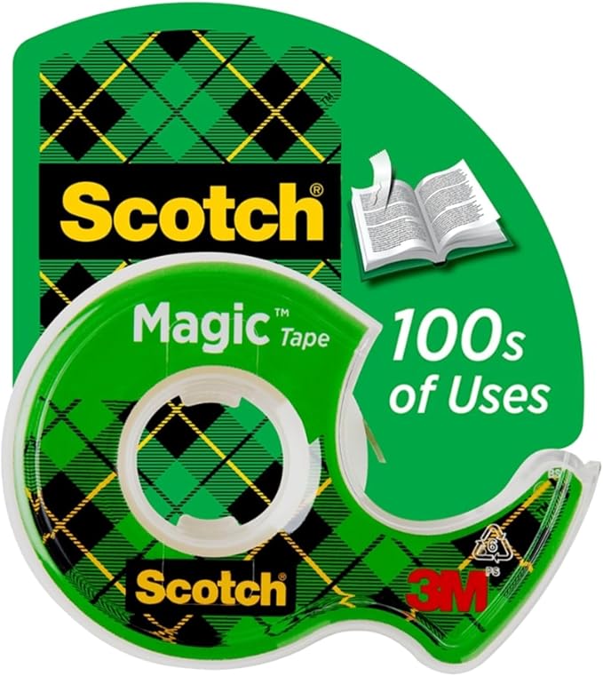 Scotch Magic Tape, 1 Roll, Numerous Applications, Invisible, Engineered for Repairing, 3/4 x 650 Inches, Dispensered (122)