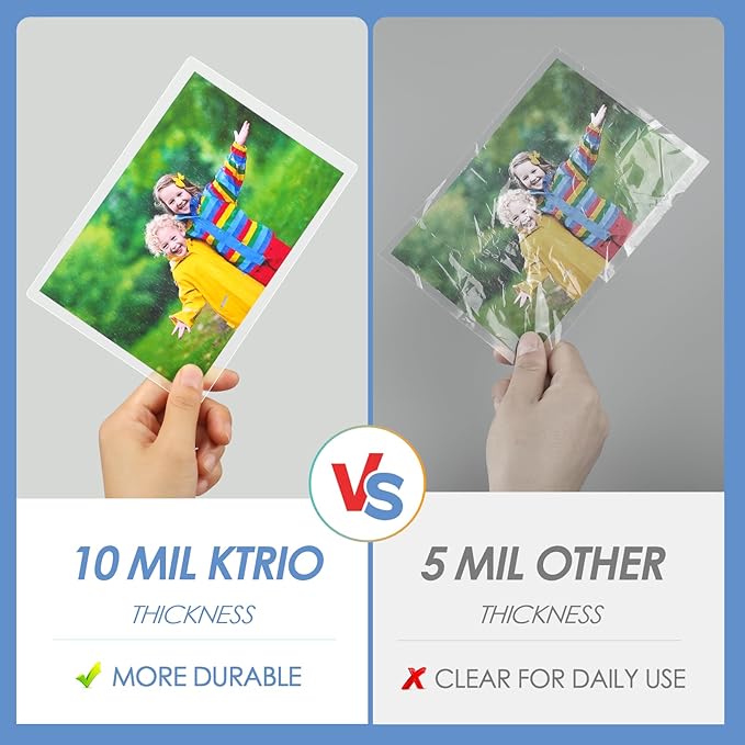 KTRIO 25 Pack Self Sealing Laminating Pouches, 4.5” x 6.5”, 10 Mil Thick Self Adhesive Laminating Sheets, Clear Lamination Pouches for Photos, Laminate Sheets, No Laminator Machine Needed, No Heat