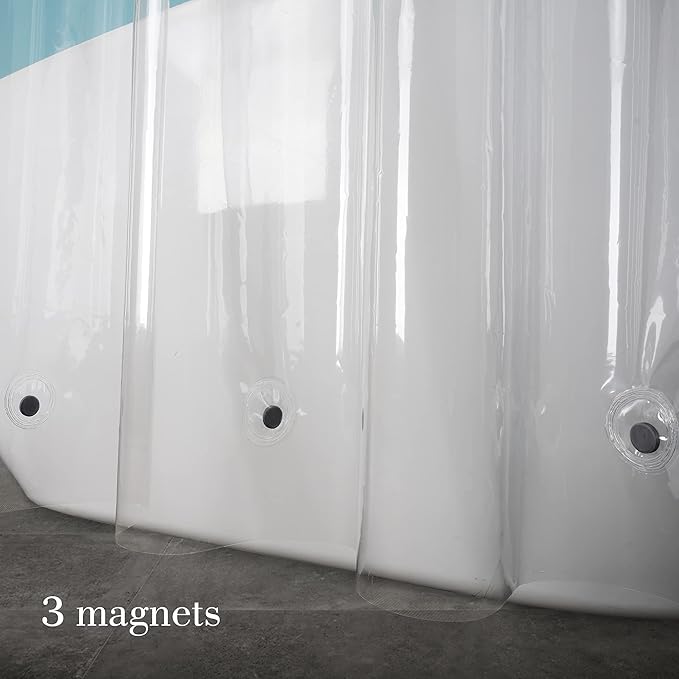 EurCross Shower Stall Curtain Liner with 3 Magnet Weights,Clear 9G PEVA Half Shower Curtain Liner 36x72 for Showerroom