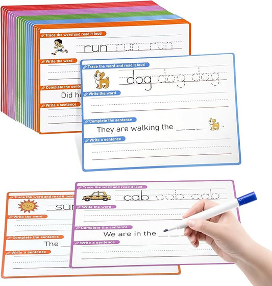 CVC Word Games & Sentence Building for Kids - Handwriting Practice, Phonics Flash Cards, Sight Word Tracing for Pre-K, Kindergarten & Homeschool Learning Activities