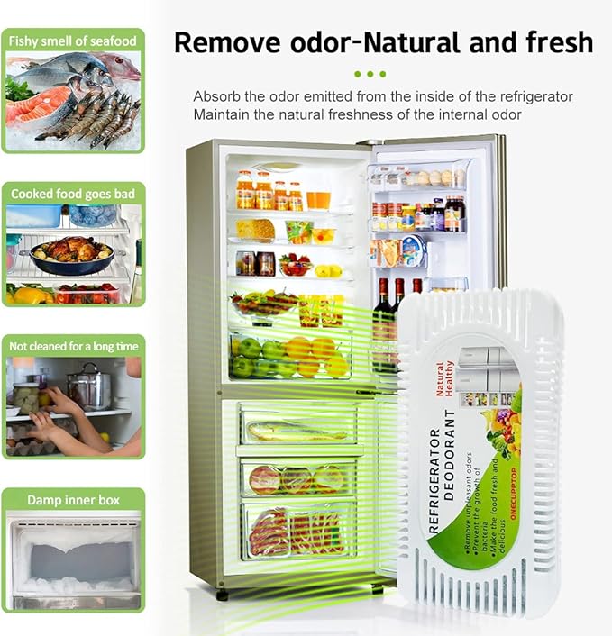 Refrigerator Deodorizer (6 Pack)-Fridge and Freezer Odor Eliminator,Natural Activated Charcoal Refrigerator Fight Odors