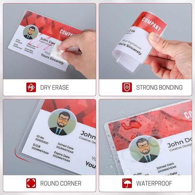CAREGY 50 Count Thermal Laminating Pouches, 10 Mil, 4x3 Inch Laminate Business Cards, Round Corner, Ideal Office or School Supplies