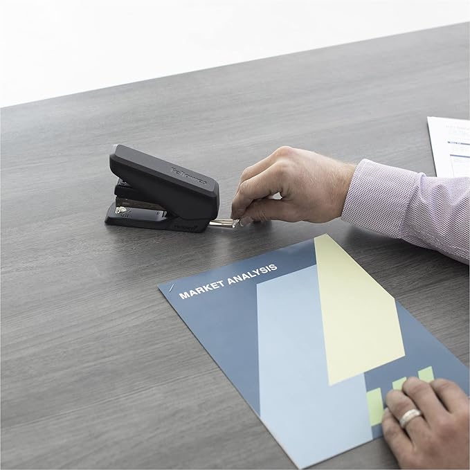 Fellowes LX840 EasyPress Office Stapler, Effortless One-Touch Small Stapler for Classroom, Home and Office, Holds Half Strip of Staples, 25 Sheet Capacity, Black