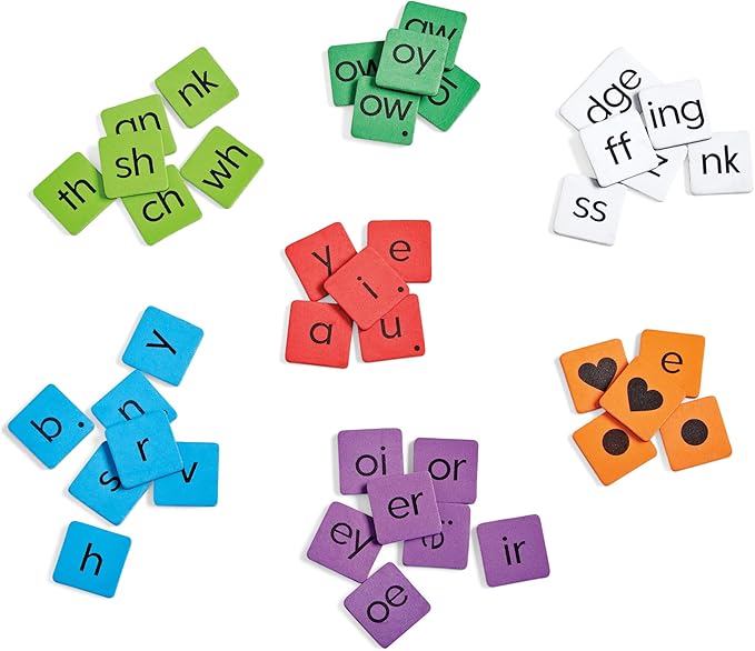 hand2mind Phonics Word-Building Magnetic Tiles, Recognition and Sound Learning for Kindergarten, Phonemic Awareness Manipulatives, Science of Reading Classroom Foam Materials, Set of 6