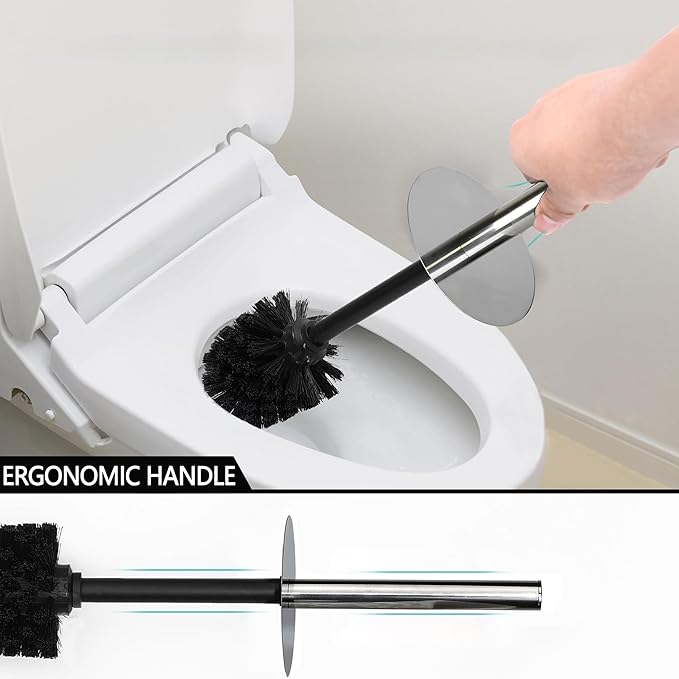 White Floral Design Resin Toilet Bowl Holder and Brush Set, Stylish Bathroom Cleaning Tool with Durable Bristles, Compact and Functional