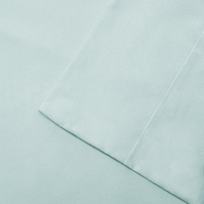 Madison Park 3M Microcell Bed Sheet Set Color Fast, Wrinkle and Stain Resistant, Soft Sheets with 16" Deep Pocket All Season, Cozy Bedding-Set, Matching Pillow Case, Twin, Seafoam, 3 Piece