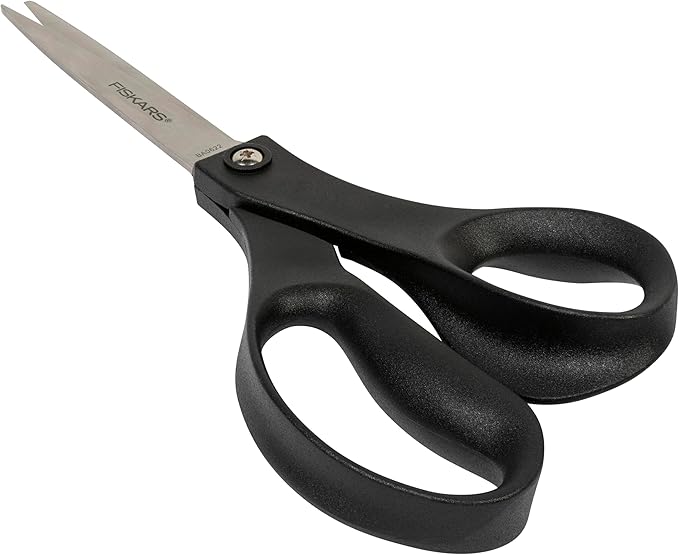 Fiskars 8” Everyday Recycled Stainless Steel Scissors (1-Pack) with Ergonomic Handles, Home & Office Scissors for Cutting Paper, Cardboard, Photos and More, Gray