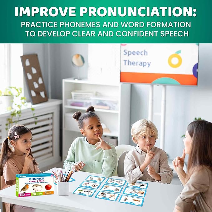 QUOKKA Phonics Flash Cards for Kids Ages 4-8 – 20 Phonic Stages 260 Card Games for Kids Ages 3-5 and 6-8 – Learn to Read Games & Reading Manipulatives for Phonemic Awareness – Alphabet CVC Blends etc