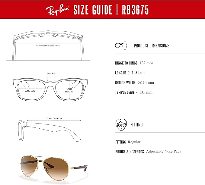 Ray-Ban RB3675 Aviator Sunglasses for Men for Women +BUNDLE with ACCESSORY EYEWEAR KIT