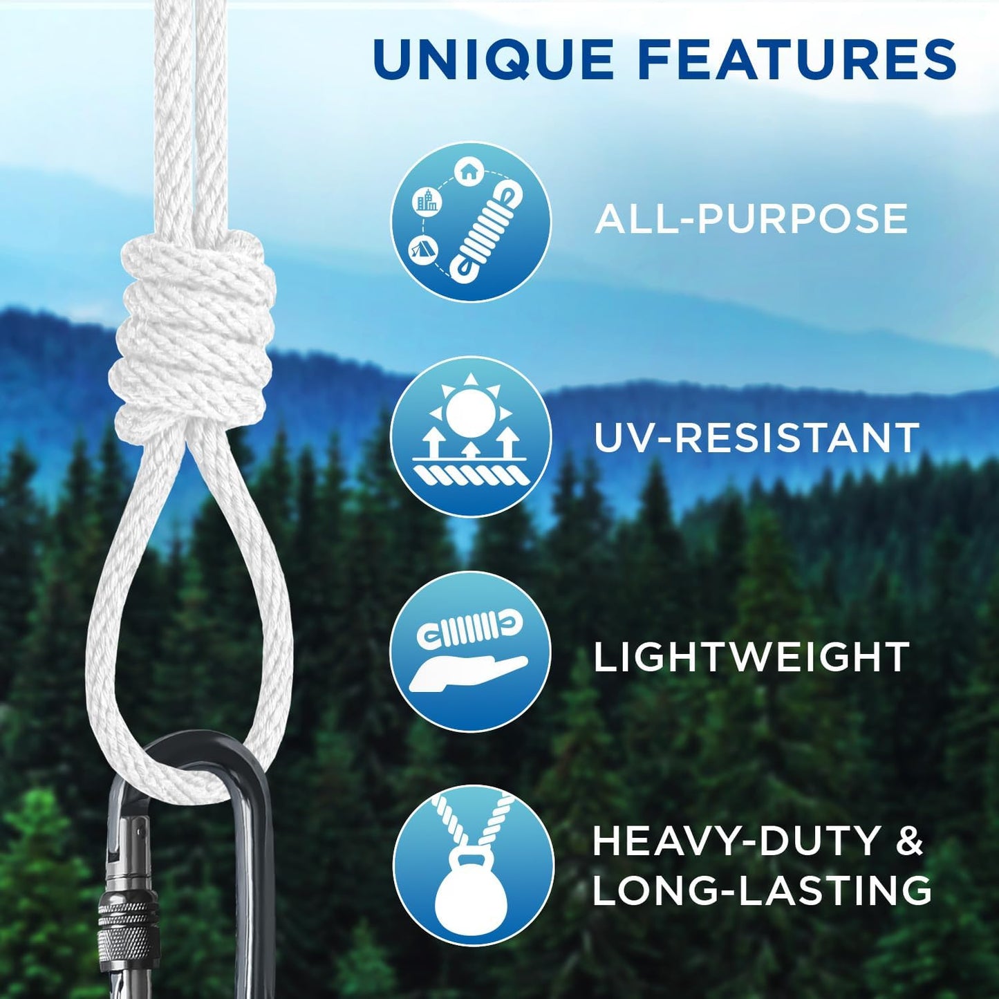 TECEUM Cotton Rope 3/16” (5 mm) – 100 FT – Strong All-Purpose Braided Rope – Natural Cotton – for Crafting, Сamping, Clothes Line, DIY, Indoor & Outdoor Use – White