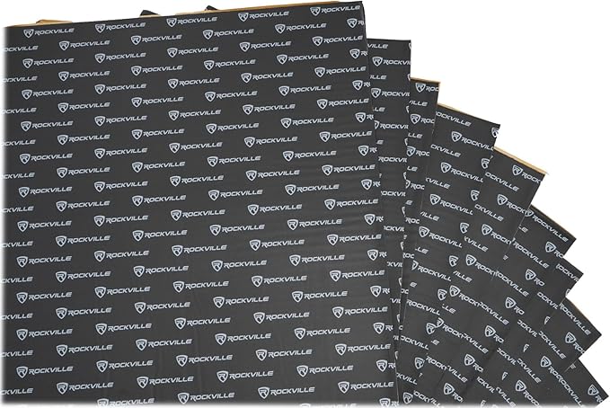 Rockville RockMat Pro 37 Car Sound Deadening Mat (15 Sheets, 37 Sq Ft), 277mil Butyl Rubber/Foam/Aluminum for Car Audio Soundproofing, Easy Install, Reduces Vehicle Noise & Vibration