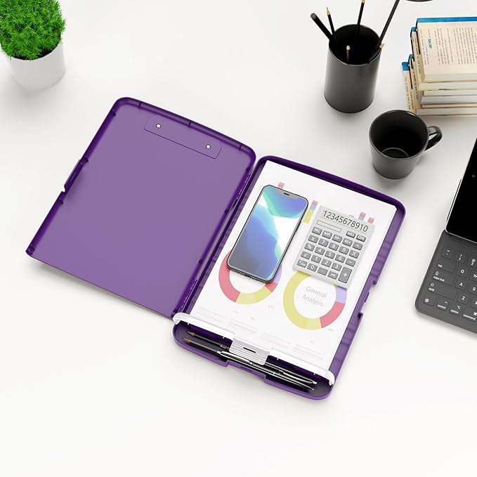 Hongri Clipboard with Storage with Pen Holder, Folder Nursing Clip Board 8.5 x 11 Foilo-Side Opening, High Capacity, Light Weight for Teachers, Classroom. Size 14 x 9.6 x 1.2 in(Purple)