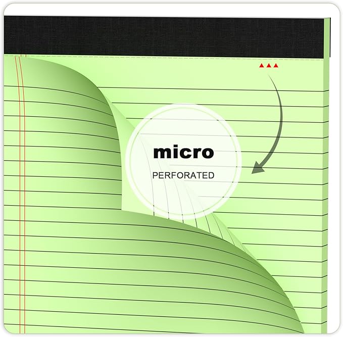 Colored Legal Pads 8.5 x 11 Note Pads 8.5 x 11 inch, Wide Ruled Clear Print Writing Pads 30 Sheets/Pad, 80gsm Colored Paper, Perforated Notepad with Sturdy Back (3 Pads)
