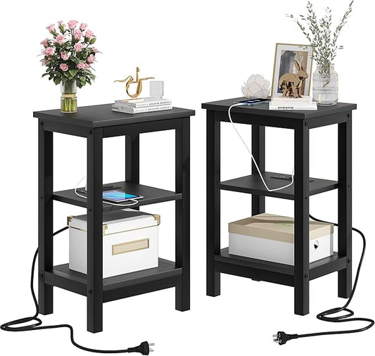 VECELO Modern Nightstands X-Design Side End Table Night Stand with Storage Shelf for Bedroom,Living Room,