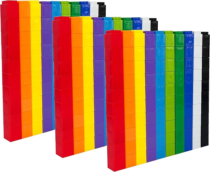 Math Manipulatives Linking Cube Toys For Kids 300 Cubes, Educational Counting Toys Classroom Learning Supplies, Preschool Plastic Counting Blocks for Kindergarten Homeschool Learning, Kids Ages 3+