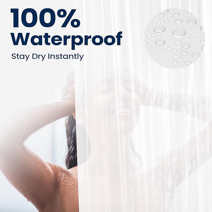 downluxe White Shower Curtain Liner, EVA Soft Plastic Shower Liner with 3 Magnets, 72" x 72" Waterproof Bathroom Curtain