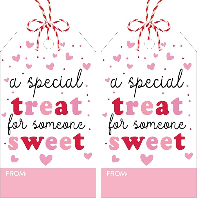 Valentines Day Gift Tags - 50Pcs Happy Valentine's Day Tags with String, A Special Treat for Someone Sweet Tag for Gift Wrapping, Valentine's Day Decoration