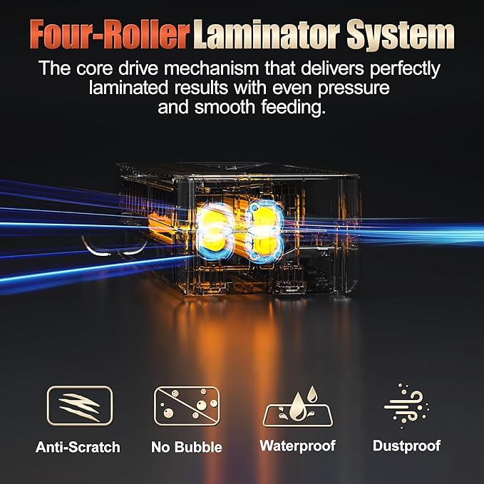 13" 4-Roller Commercial Laminator Machine, 3-10 Mil Thickness Laminating Machine, Fast 55s Warm-Up & 1000mm/min Laminating Speed for Laminating 11x17 & A3 Size, Includes 30 Sheets for Office, School
