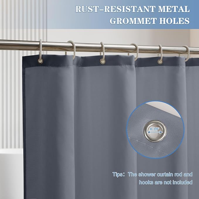 Nasitos Fabric Shower Curtain Liners 2 Pack - W72 x H72 - Water Resistant & Non Toxic Cloth Shower Liner for Bathroom, Hotel Quality, Machine Washable, Standard Size (Grey, 4 Magnets Included)