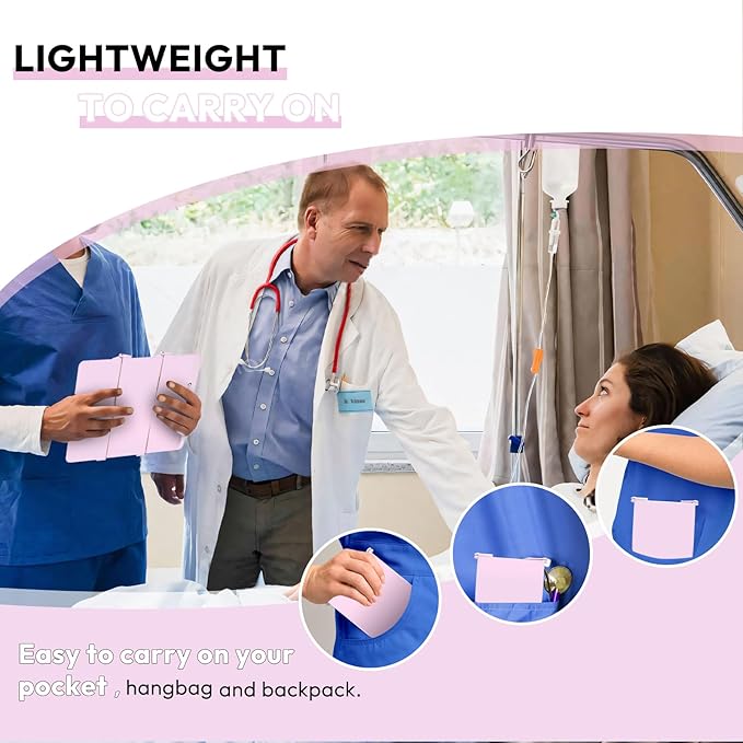 Nursing Clipboard Foldable Without Edition Cheat Charts, 3 Layers Aluminum, Nurse Board w/Low Profile Clip&Pen Clip Pocket, Baby Pink