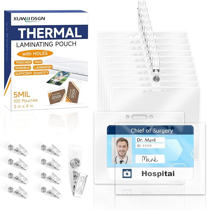 500 Pack 5mil 3“x4" Thermal Laminating Pouches Badge Laminate Pouches Clear Laminated Luggage Tags Printable Laminator Pouches for Business Permits Cards (100, 3"x4"-5mil)