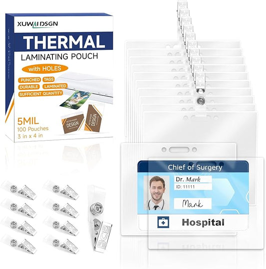 500 Pack 5mil 3“x4" Thermal Laminating Pouches Badge Laminate Pouches Clear Laminated Luggage Tags Printable Laminator Pouches for Business Permits Cards (100, 3"x4"-5mil)