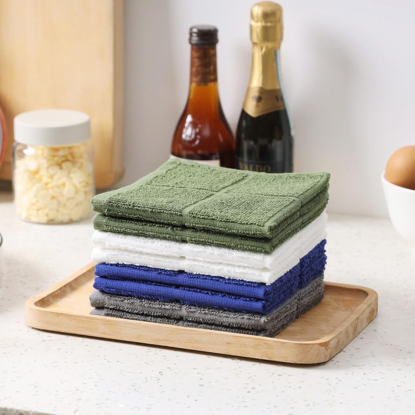 Glynniss Dishcloths Kitchen Highly Absorbent Dish Rags 100% Cotton Dish Cloths for Washing Dishes (red White)