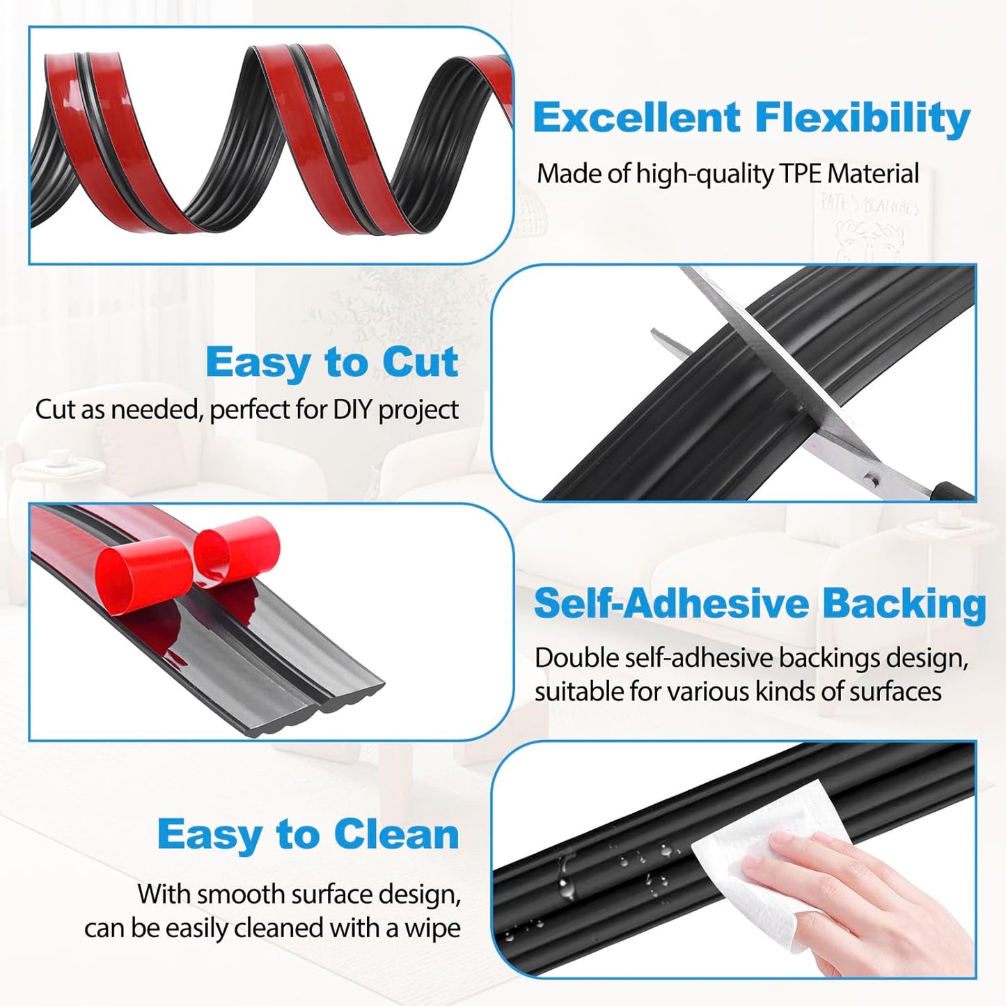 Wall Corner Protector Peel and Stick Corner Trim Molding Flexible Inside & Outside Wall Edge Guard Self Adhesive Moulding Trim for Edge Use, Black, 2.3” W x 40’ L