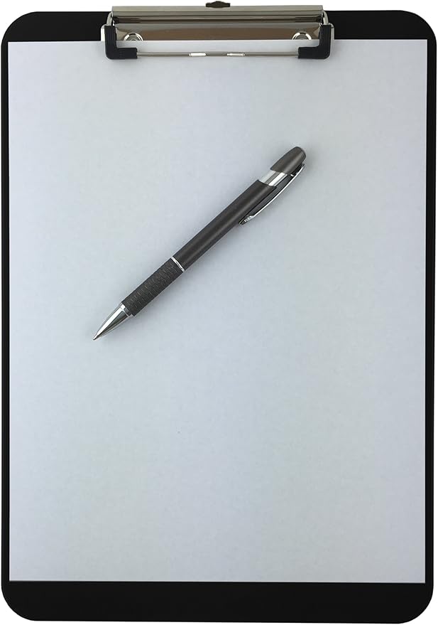Trade Quest Plastic Clipboard Opaque Color Letter Size Low Profile Clip (Pack of 12) (Black)