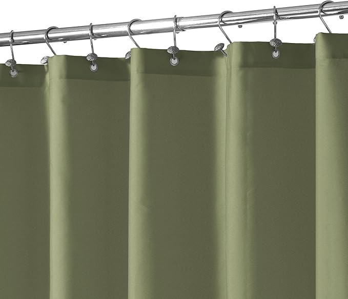 N&Y HOME Fabric Shower Curtain or Liner with Magnets Sage Green - Hotel Quality, Machine Washable, Water Repellent - Sage, 72x72