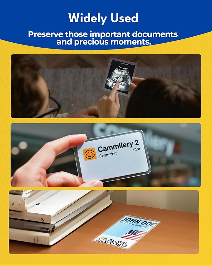 Uinkit 10mil Thicker Self Sealing Laminating Pouches Business Card Size, for 2.6x3.9" Cards, Ultimate for Restaurant IDs, School Badges, Event Credentials - No Laminator (110-Pack Bulk)