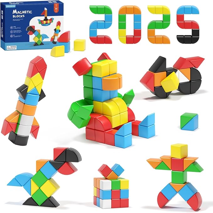 84pcs Magnetic Blocks,Toys for 3 Year Old Boys & Girls, Sensory Toys for Kids with Autism, STEM Preschool Montessori Toys for Toddlers 3-5, Christmas Toys Birthday Gifts for Grandkids
