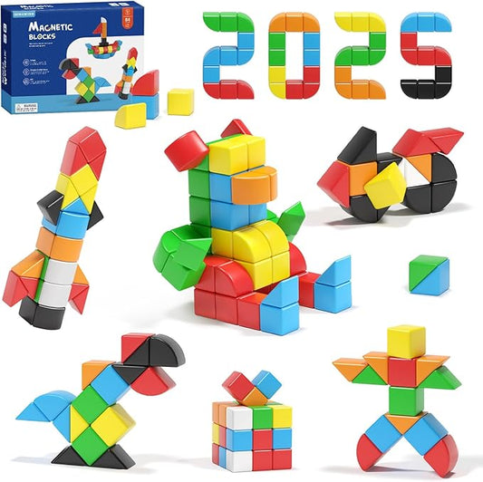 84pcs Magnetic Blocks,Toys for 3 Year Old Boys & Girls, Sensory Toys for Kids with Autism, STEM Preschool Montessori Toys for Toddlers 3-5, Christmas Toys Birthday Gifts for Grandkids