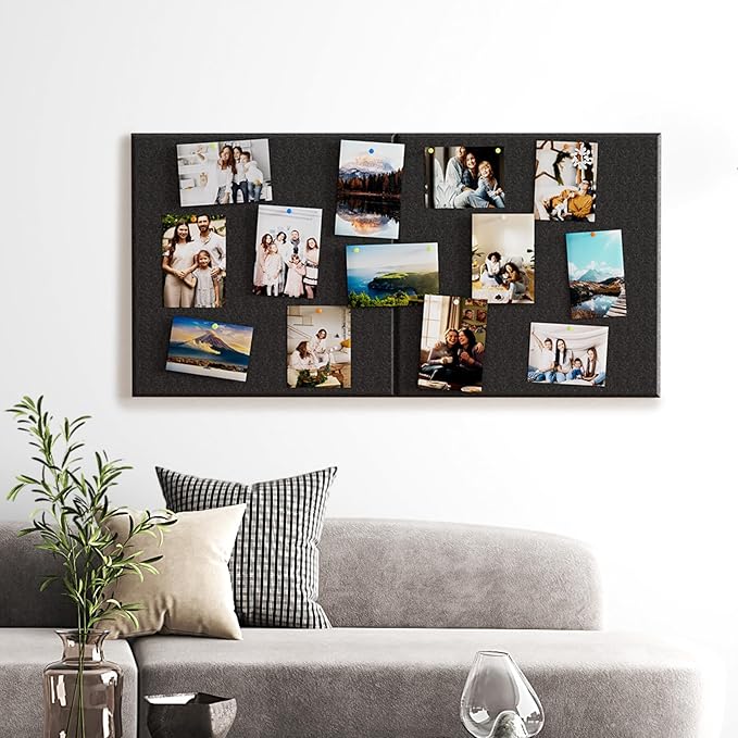 MaxGear Extra Large Cork Board for Wall 72" x 48", Black Bulletin Board, 6 Pack Felt Wall Tiles with Pushpins, Cork Boards for Office Push Pin Board Tack Board Felt Board