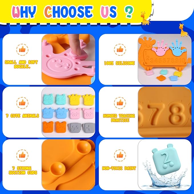 Preschool Learning Toys,Upgraded Silicone Montessori Educational Math Manipulatives Toys for Toddlers 3-5,Number Counting Blocks Playtime Toys for 3-5 Year Boys Girls Birthday Gifts