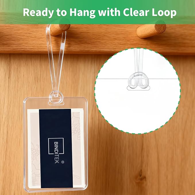 Binditek 5 Mil Laminating Pouches with Hole & Loop, 2.5 x 4.25 Inch ID Badge Lamination Pouches, Clear Thermal Laminating Sleeves for ID Cards, Luggage Tags, Visitor Badges, 100 Pack