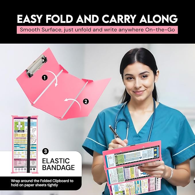 Nursing Clipboard EMT Edition - 3 Layers Aluminum Foldable Nurse Clipboard Nursing Student Essentials - Foldable Clipb oard Nursing Trifold Nursing School Essentials