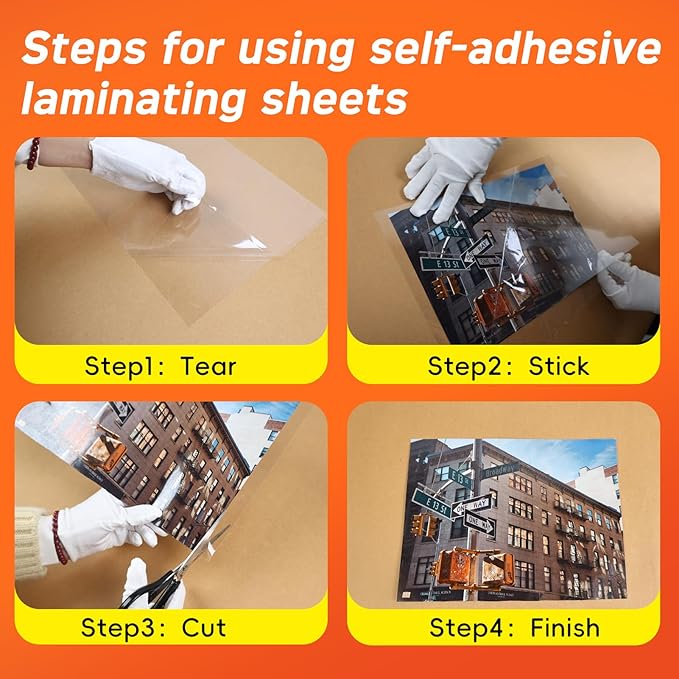 Thicker Self Adhesive Laminating Sheets 8.5 x 11 Self Sealing Laminate Sheets Lettter Size,No Machine No Heat 4mil 10PCS Clear Laminating Sheets for Protecting Documents, Photos