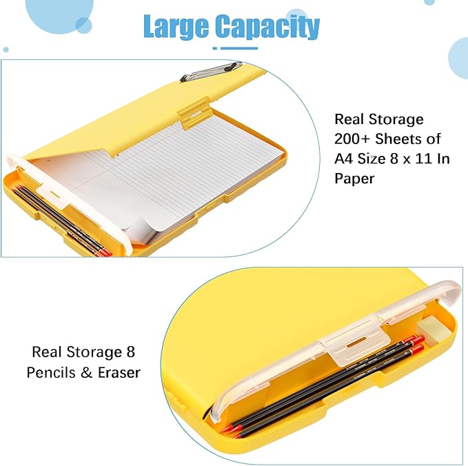 Hongri Clipboard with Storage with Pen Holder, Folder Nursing Clip Board 8.5 x 11 Foilo-Side Opening, High Capacity, Light Weight for Teachers, Classroom. Size 14 x 9.6 x 1.2 in(Yellow)