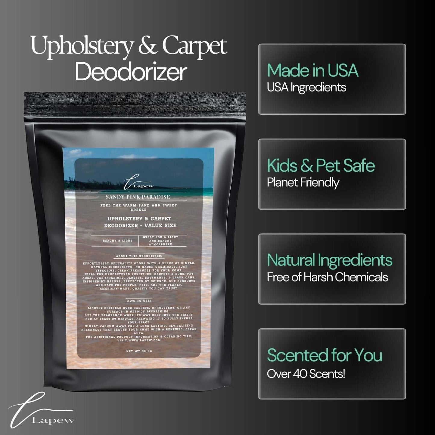 Sandy Pink Paradise Carpet Freshener Powder Refill 36 oz | Powerful Odor Eliminator for Home | Upholstery Deodorizer | Carpet Deodorizer | Pet Urine | Cat Litter Box | Pink Sands Fragrance